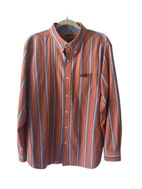 Chaps East care orange&blue striped long sleeve button down men’s shirt sz XL